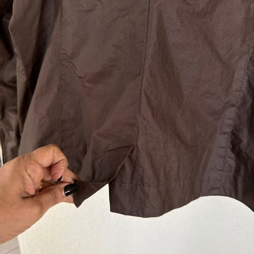 Eileen Fisher Womens Large Lightweight Asymmetrical Zip Moto Jacket Brown Lined - Picture 9 of 11